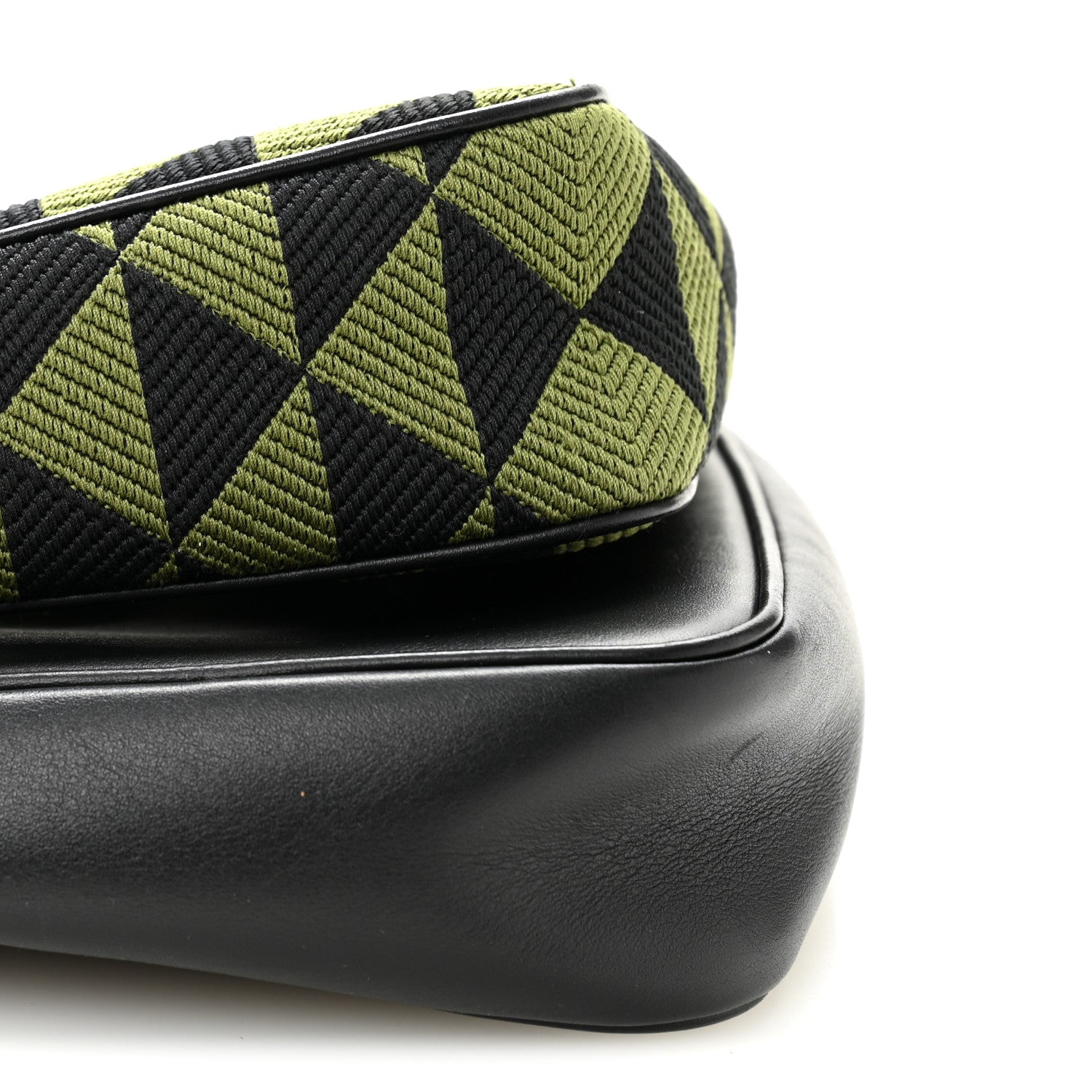 Prada Jacquard Calfskin Triangolo Symbole Embroidered Mini Triangle Double Bag Black Edera