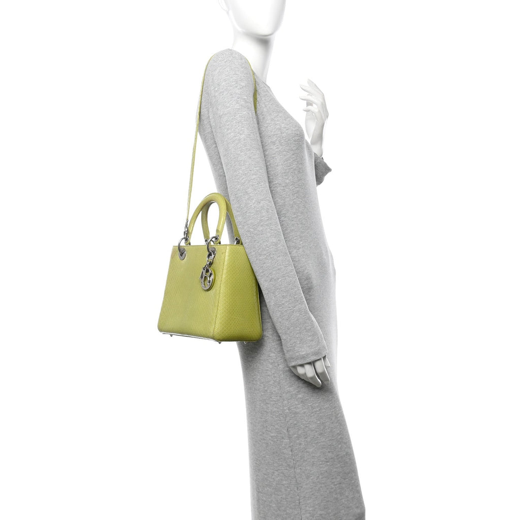 Christian Dior Snakeskin Medium Lady Dior Green