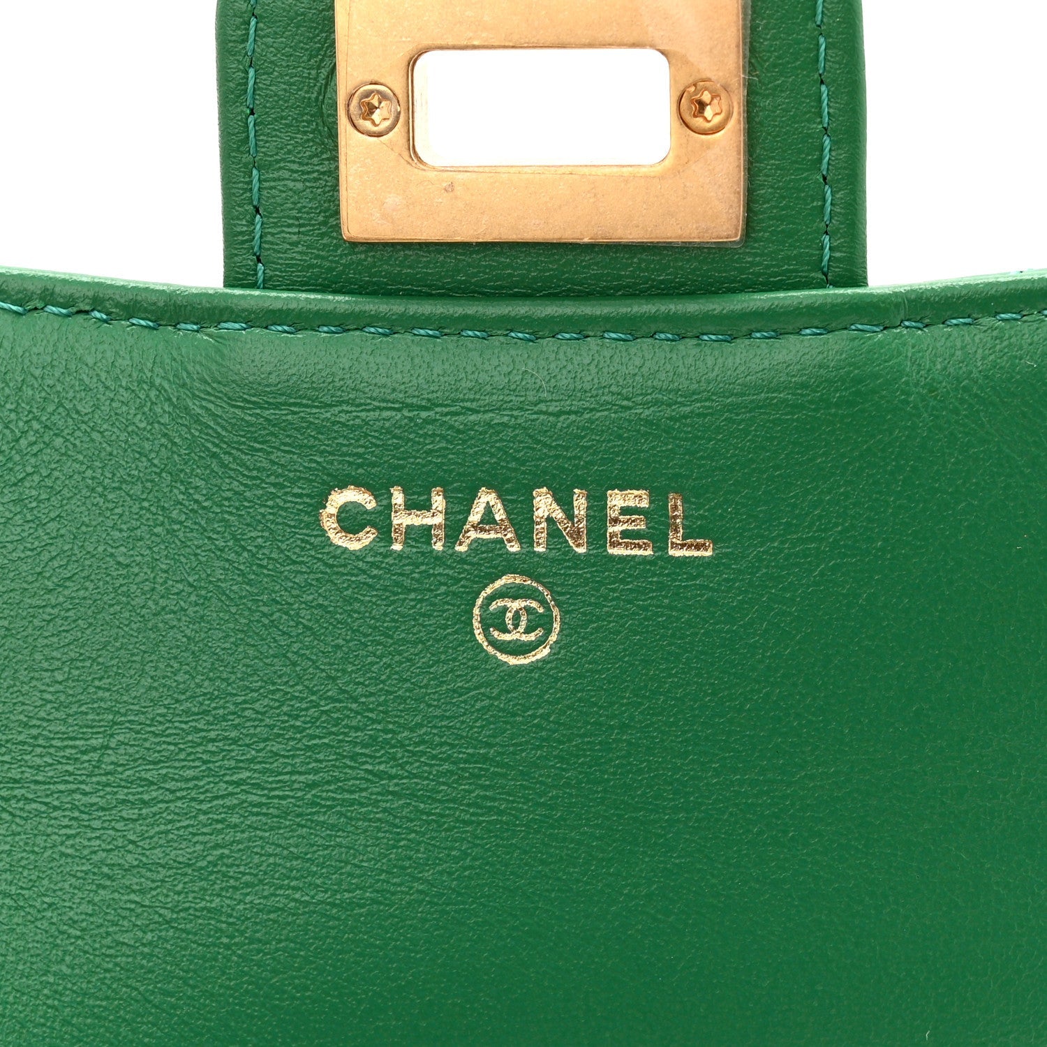 Chanel Aged Calfskin Quilted Reissue 2.55 Phone Holder With Chain Green