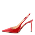 Prada Patent Logo Slingback Pumps 35.5 Red