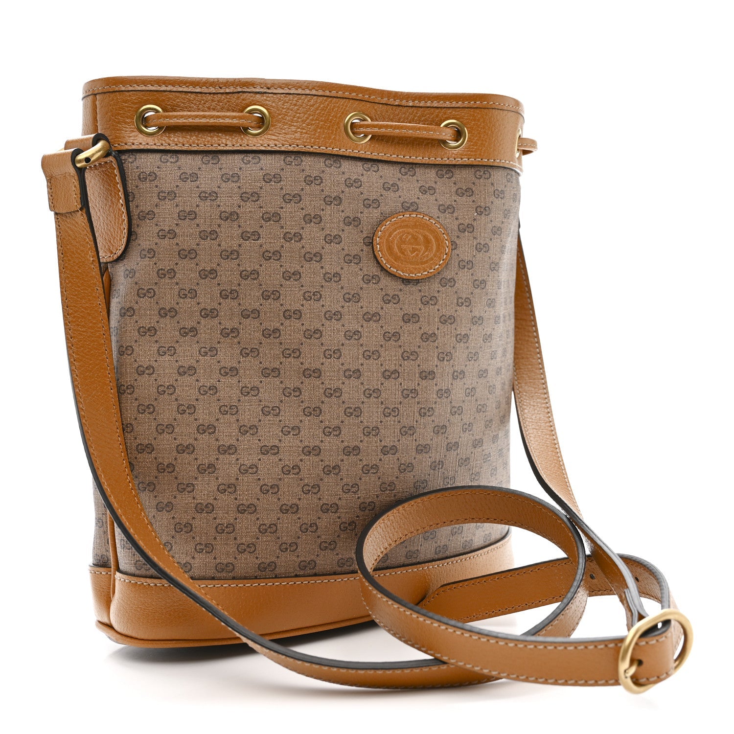 Gucci X DISNEY Mini Vintage GG Supreme Monogram Bucket Bag Beige Vintage Sun Oil