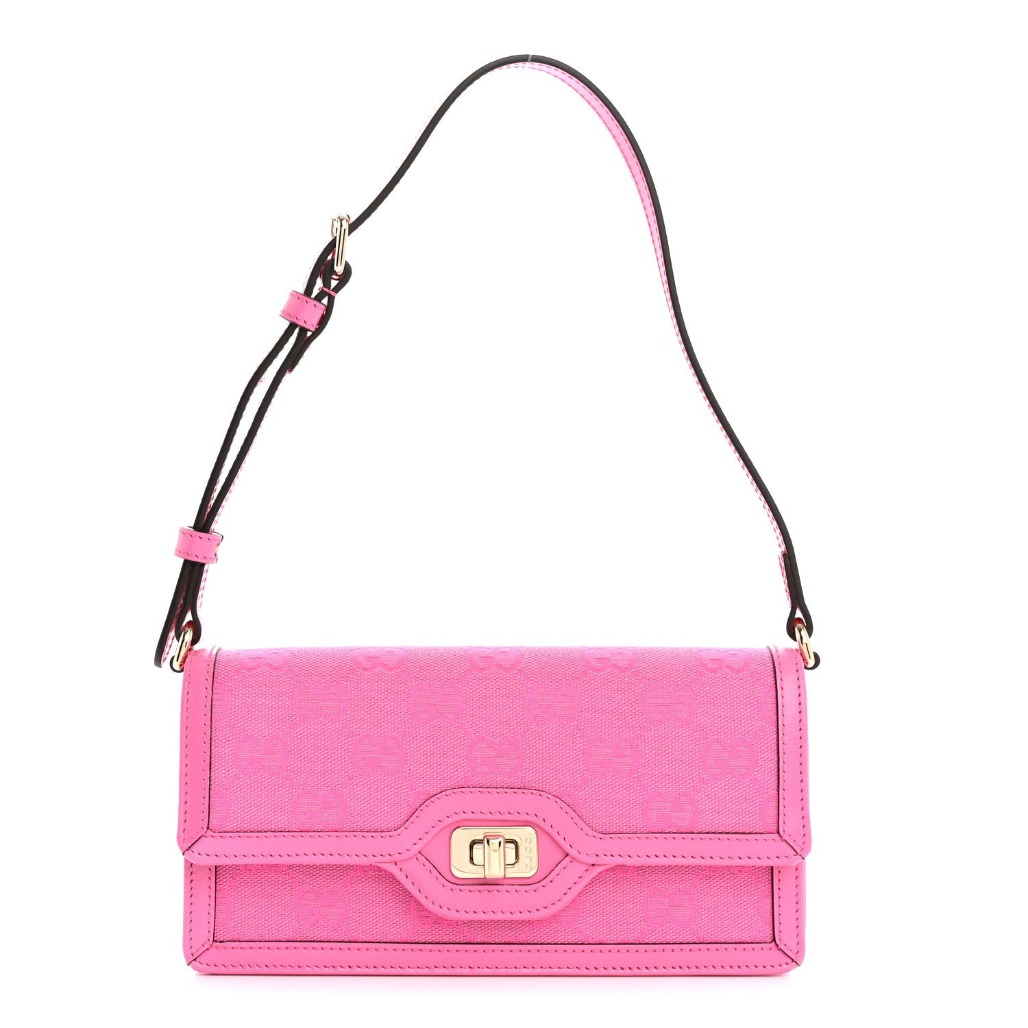 Gucci GG Monogram Scratch Lux Calfskin Mini Luce Shoulder Bag Rose Dark Blossom