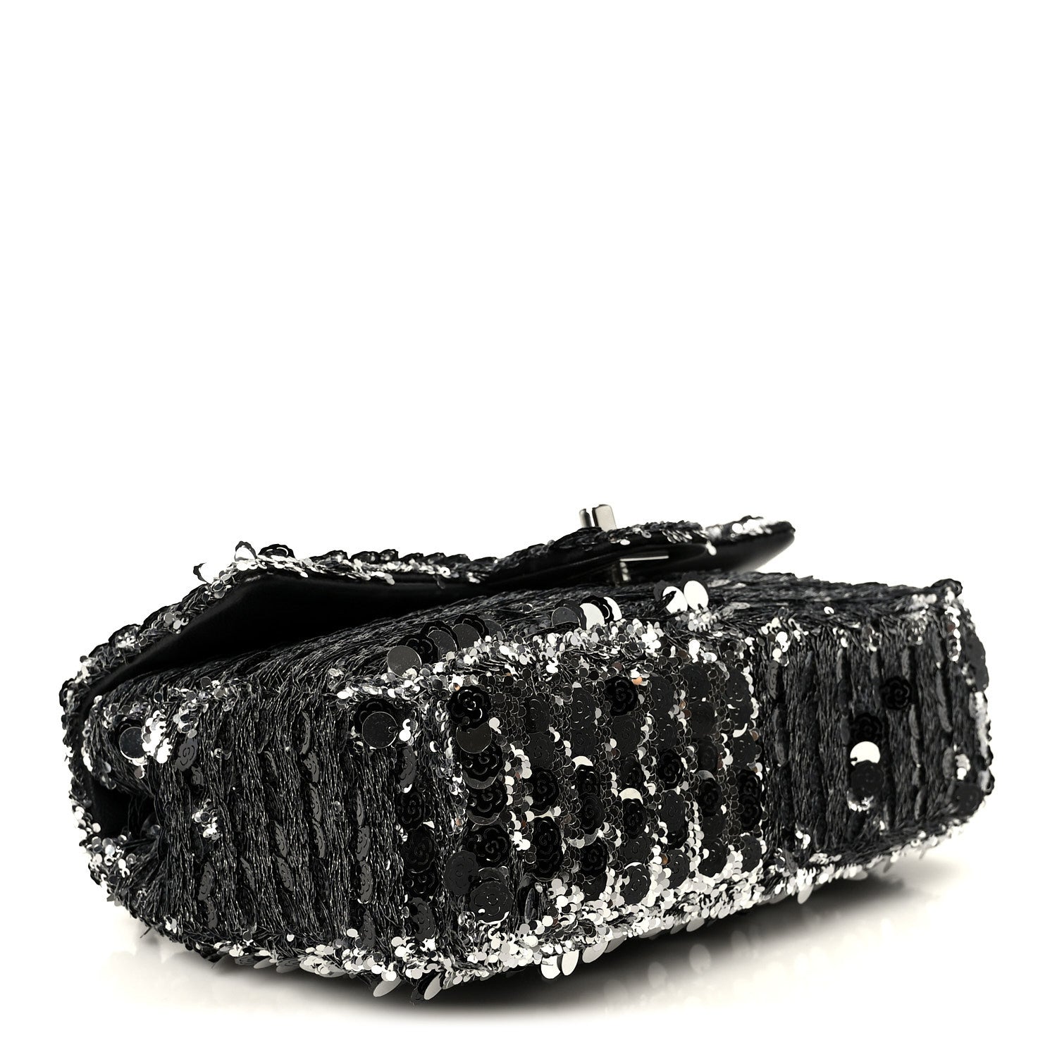 Chanel Sequin Quilted Small Single Flap Silver Black