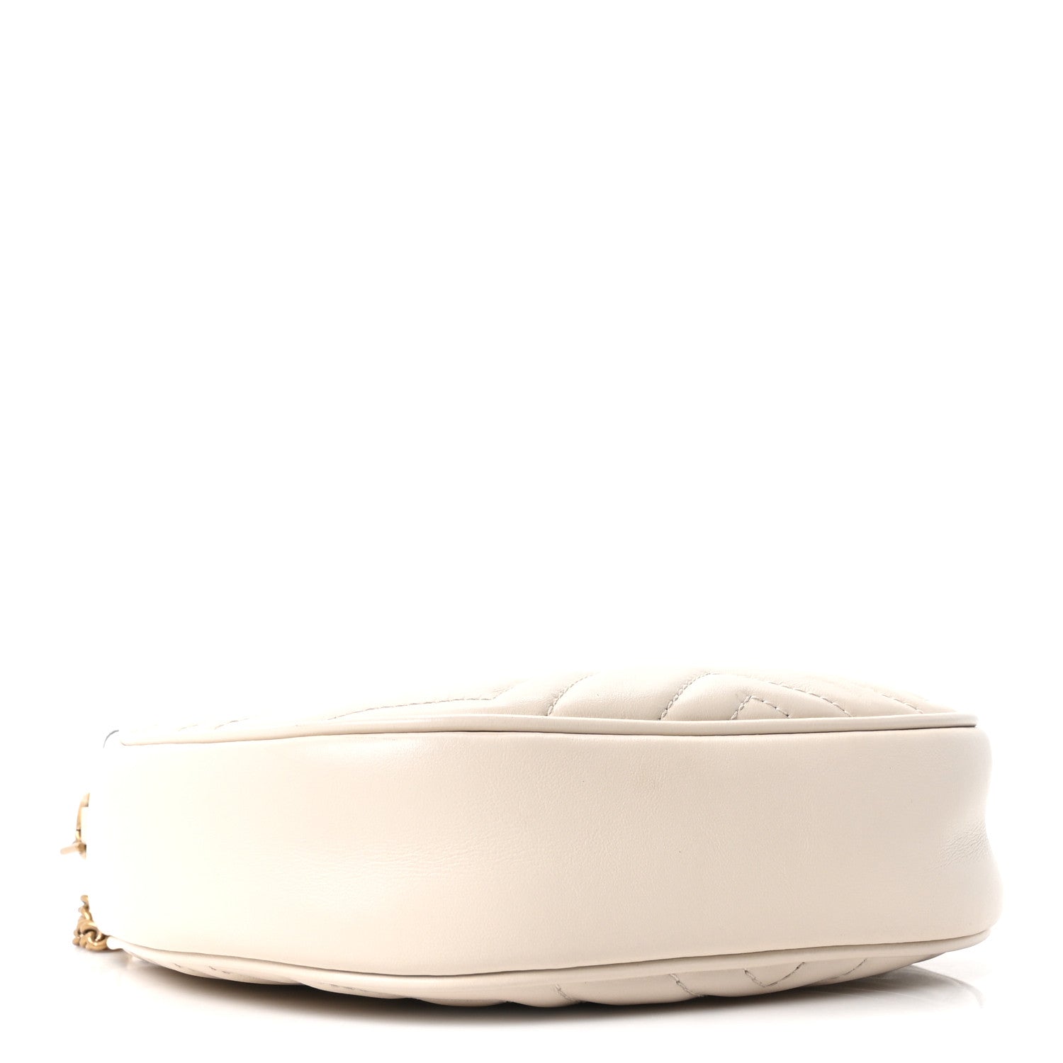 Gucci Calfskin Matelasse Chevron Mini GG Marmont Half Moon Hobo Mystic White