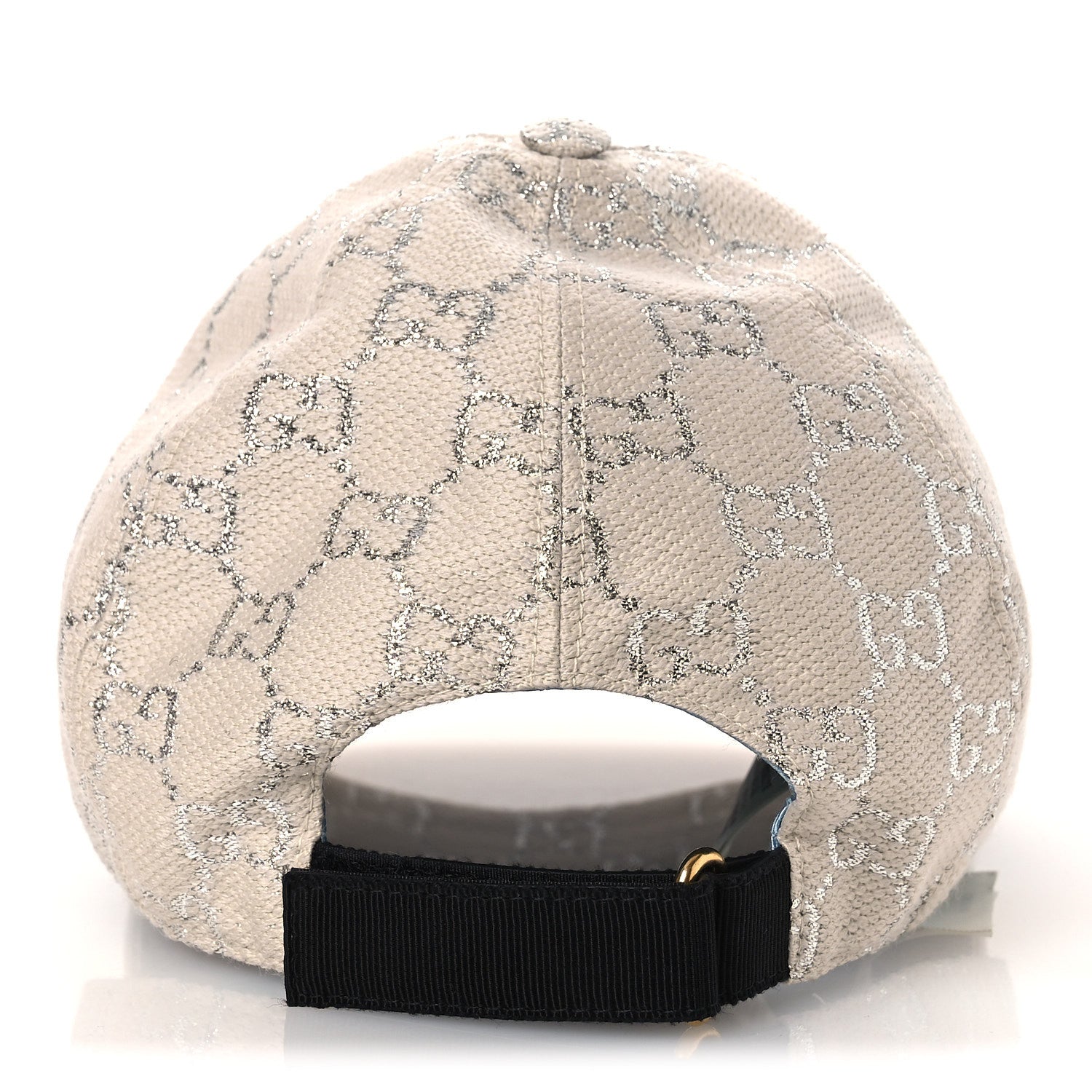 Gucci Canvas Lame GG Monogram Rush Baseball Hat M Gardenia Silver