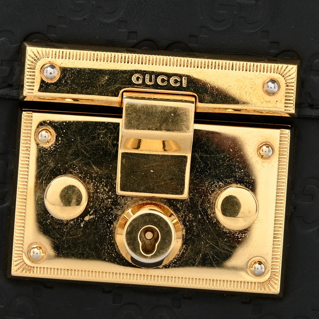Gucci Guccissima Small Padlock Shoulder Bag Black
