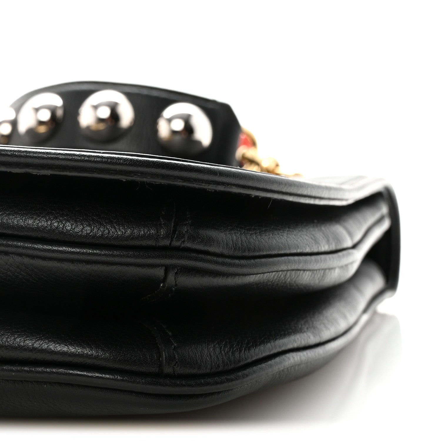 Gucci Roxy Calfskin Web Medium Studded Blondie Shoulder Flap Bag Black