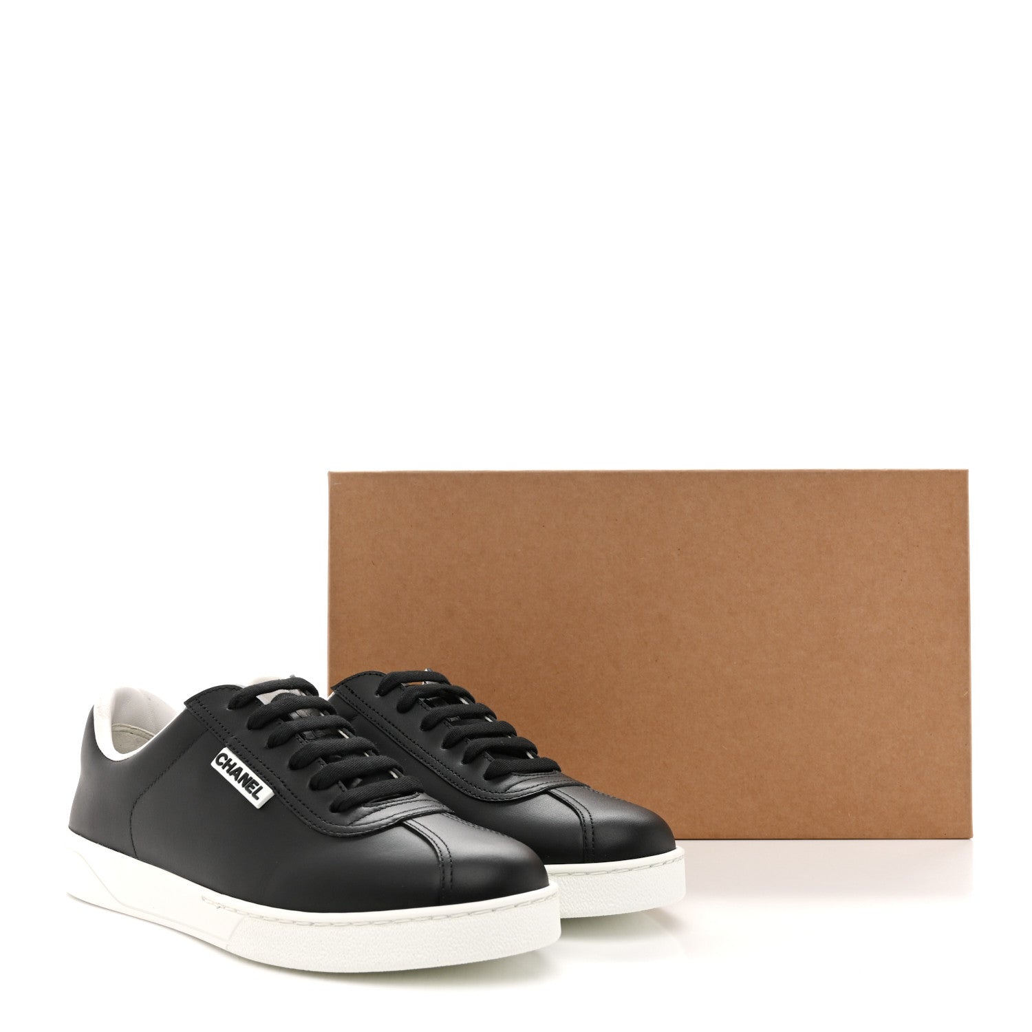 Calfskin CC Womens Sneakers 37.5 Black