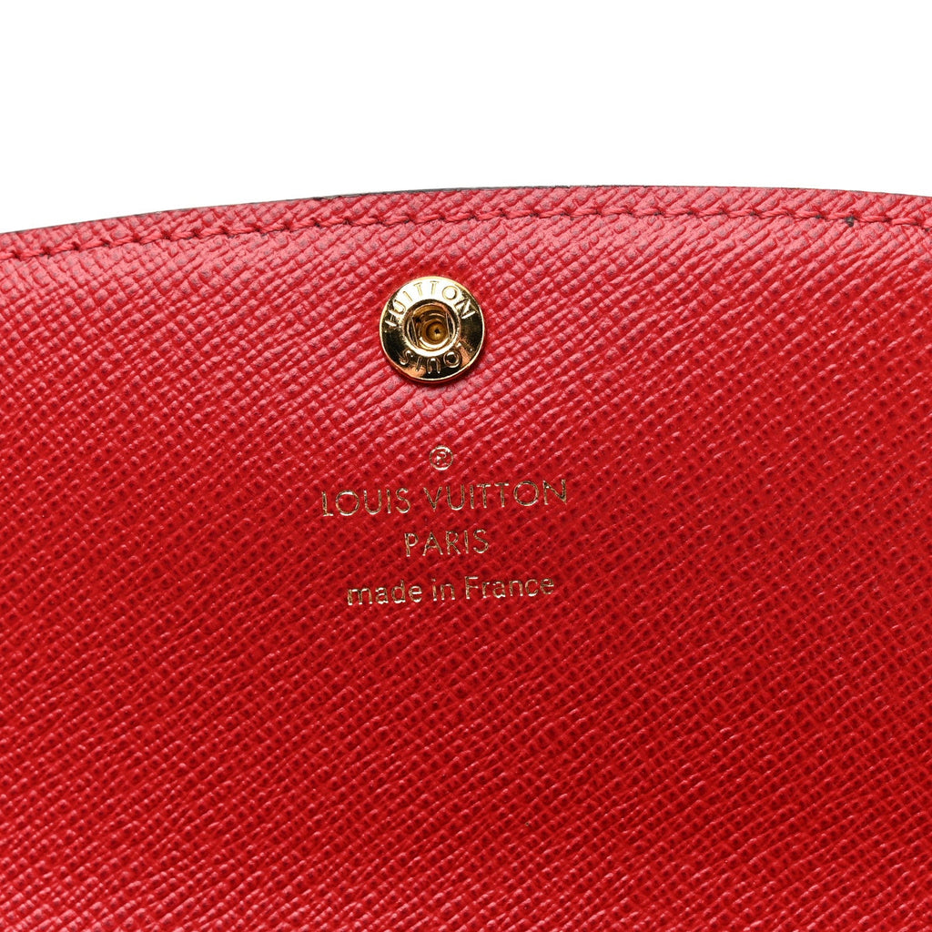 Louis Vuitton Damier Ebene Emilie Wallet Red