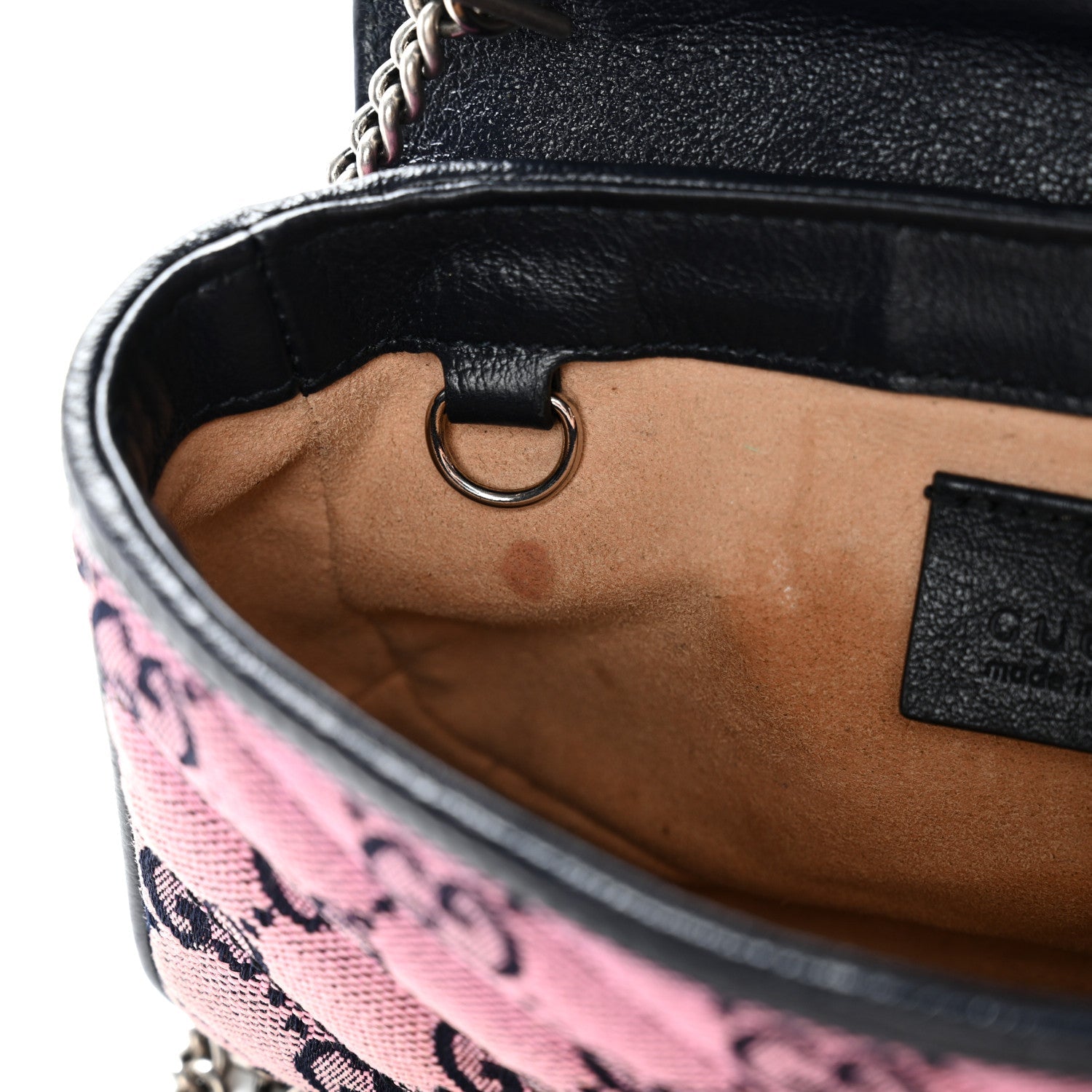 Gucci Monogram Multicolor Matelasse Diagonal Super Mini GG Marmont Shoulder Bag Pink Blue