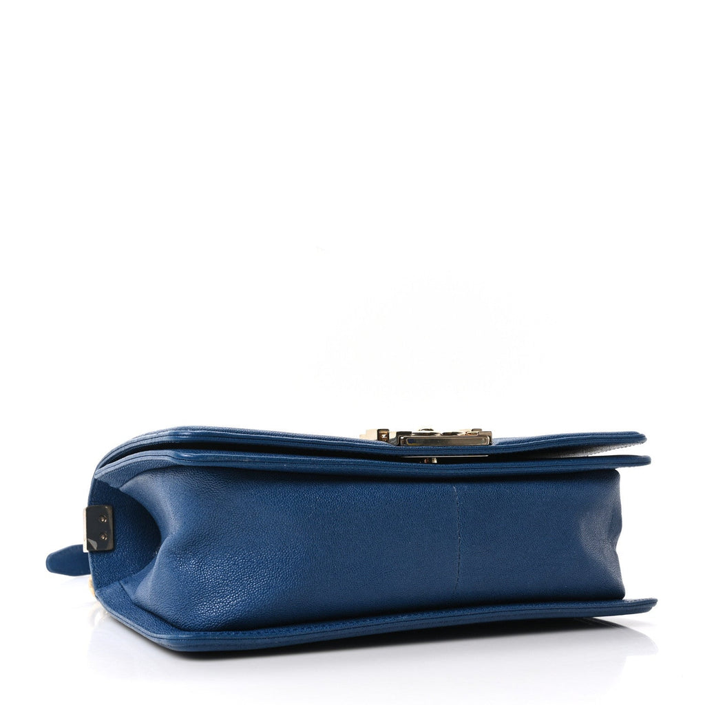 Chanel Iridescent Caviar Quilted Medium Boy Flap Dark Blue
