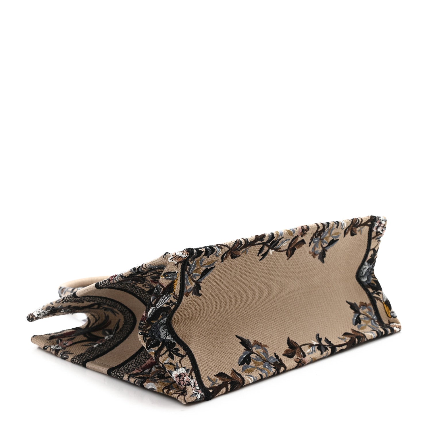 Christian Dior Canvas Embroidered Jardin D'Hiver Medium Book Tote Beige Multicolor
