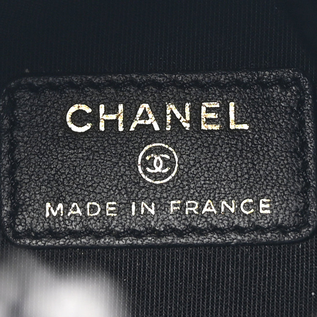 Chanel Denim Quilted Mood Mini Bucket With Chain Black Multicolor