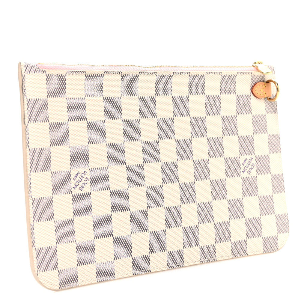 Louis Vuitton Damier Azur Neverfull MM GM Pochette Rose Ballerine