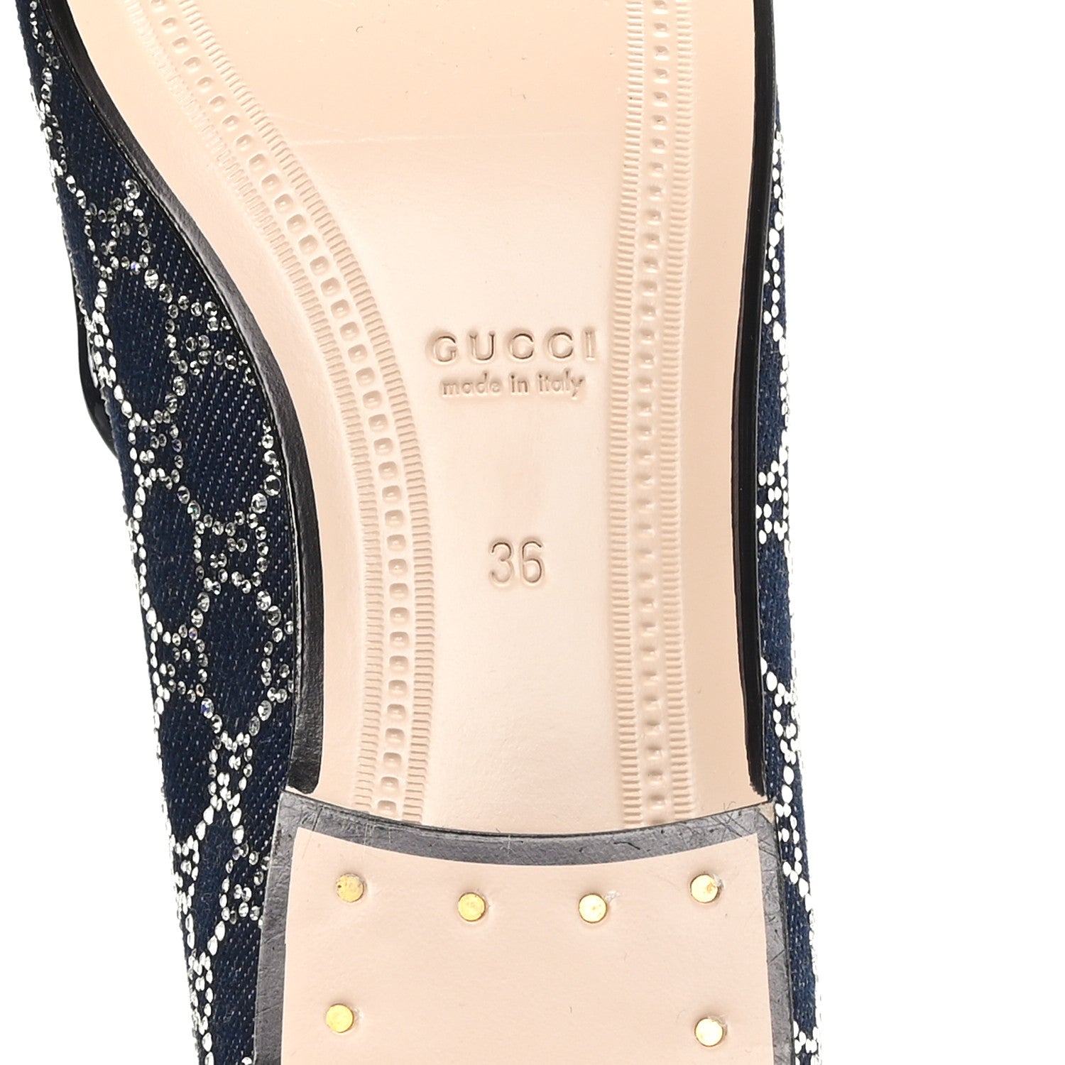 Gucci New Denim Crystal GG Monogram Womens 1953 Horsebit Jordaan Loafer 36 Blue
