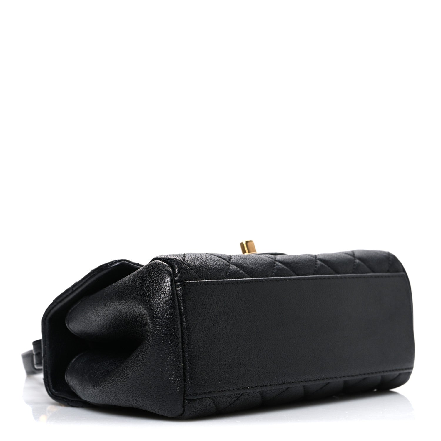 Chanel Shiny Sheepskin Quilted Mini Trapezio Flap Black