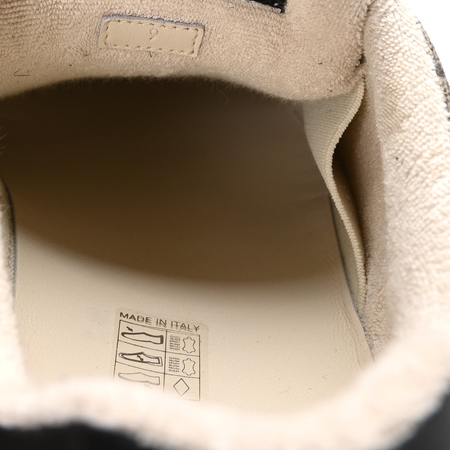 Gucci GG Supereme Monogram Miro Soft Calfskin Web Mens Screener Sneakers 9 Beige Ebony Black New Platinum