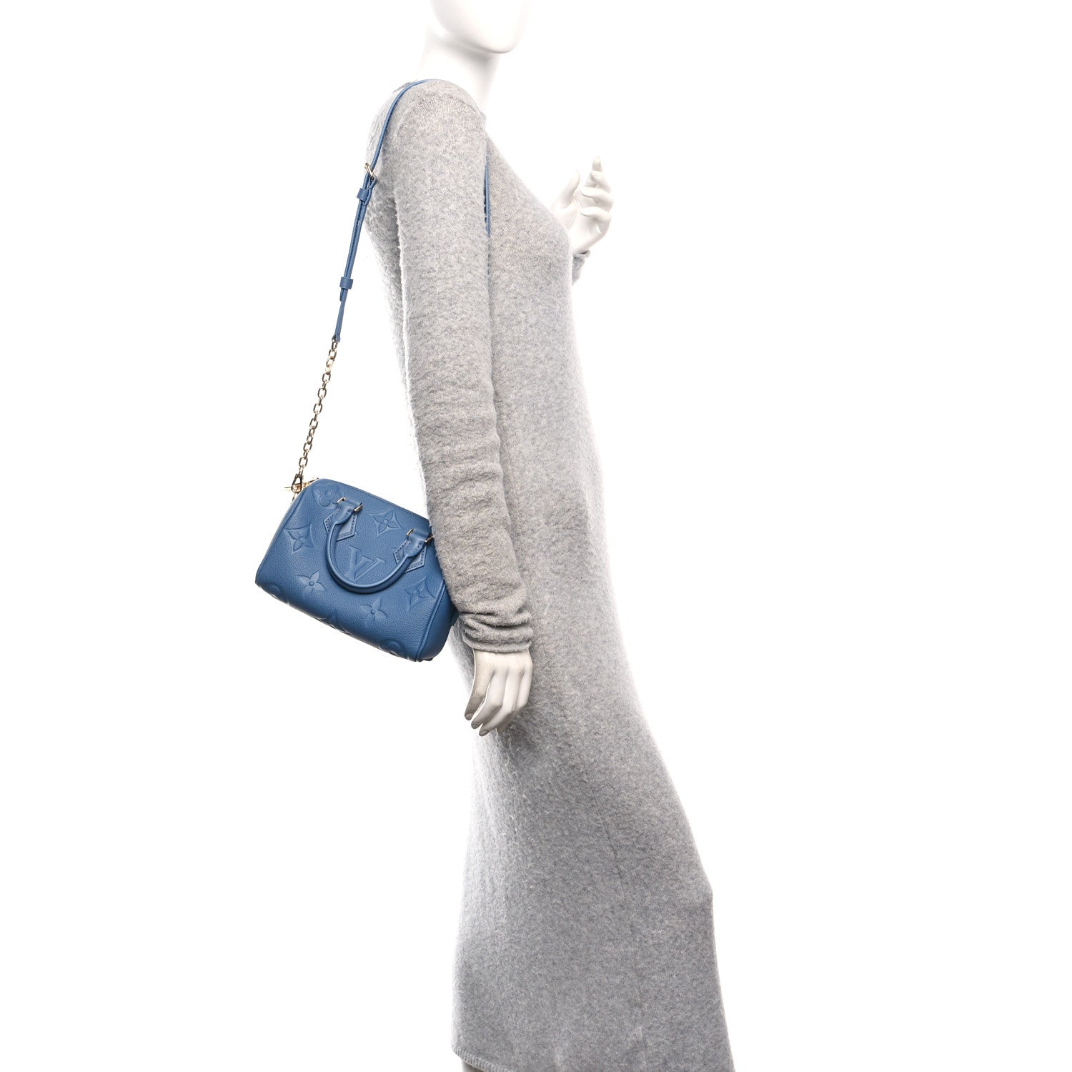 Louis Vuitton Metallic Empreinte Monogram Giant Speedy Bandouliere 20 Navy Nacre