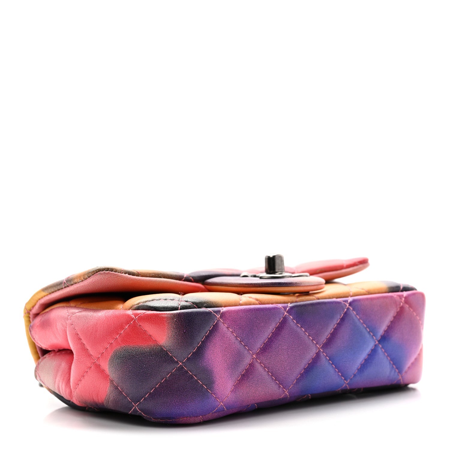 Chanel Printed Lambskin Quilted Small Flower Power Flap Ecru Orange Red Purple