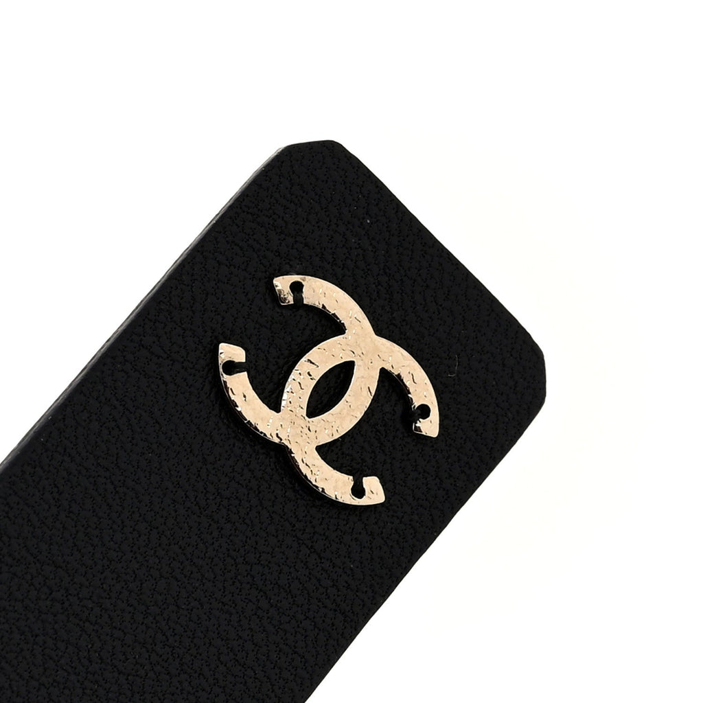 Lambskin Pearl CC Chain Belt S Black Pearly White