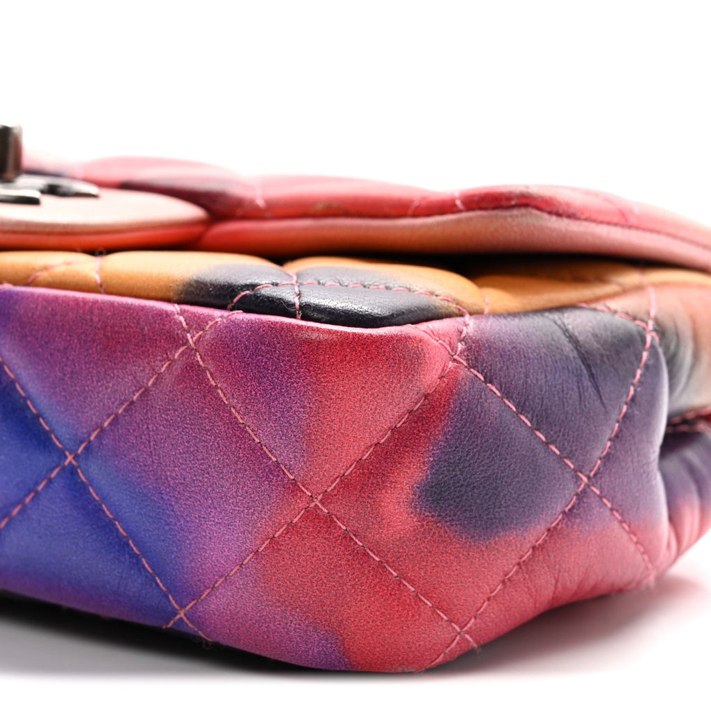 Chanel Printed Lambskin Quilted Small Flower Power Flap Ecru Orange Red Purple