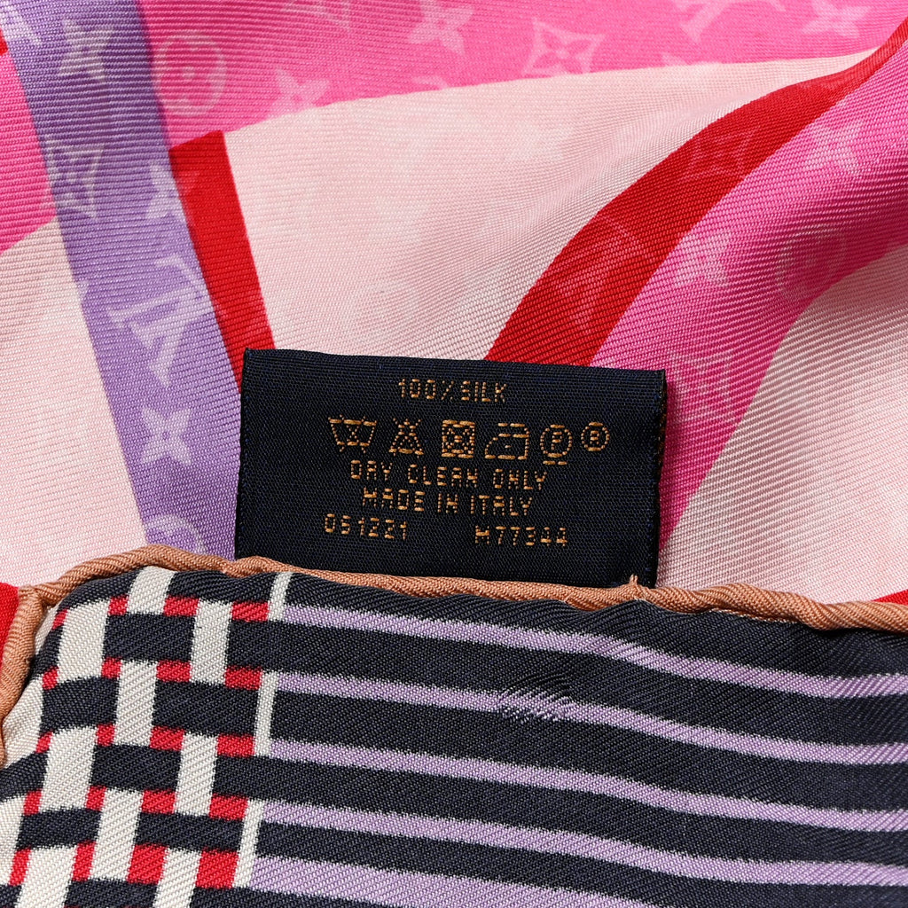 Louis Vuitton Silk Monogram Planet LV Square Scarf Pink
