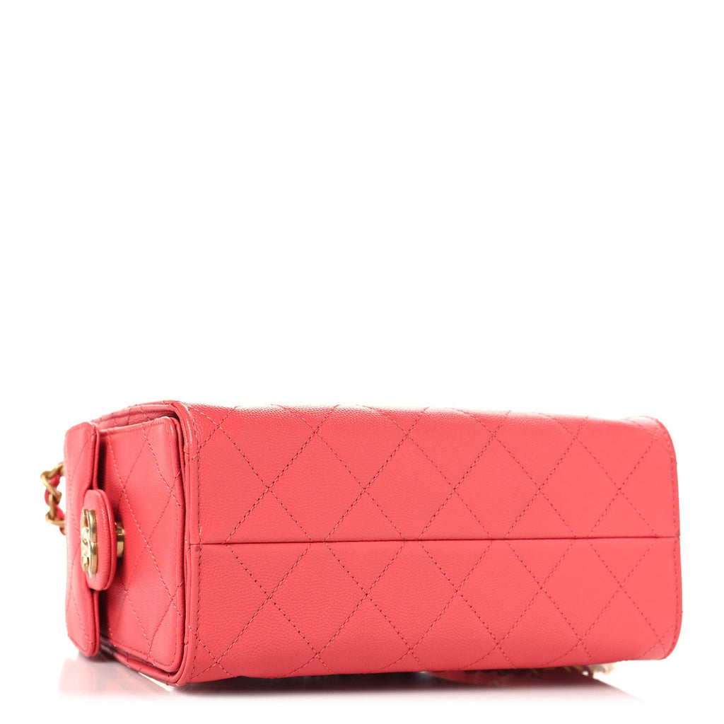 Chanel Caviar Quilted Mini Chanel 25 Handbag Coral