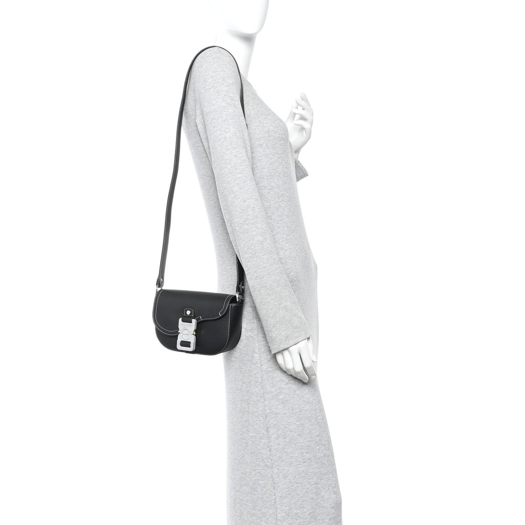 Christian Dior Grained Calfskin Saddle Messenger Bag With Strap Black
