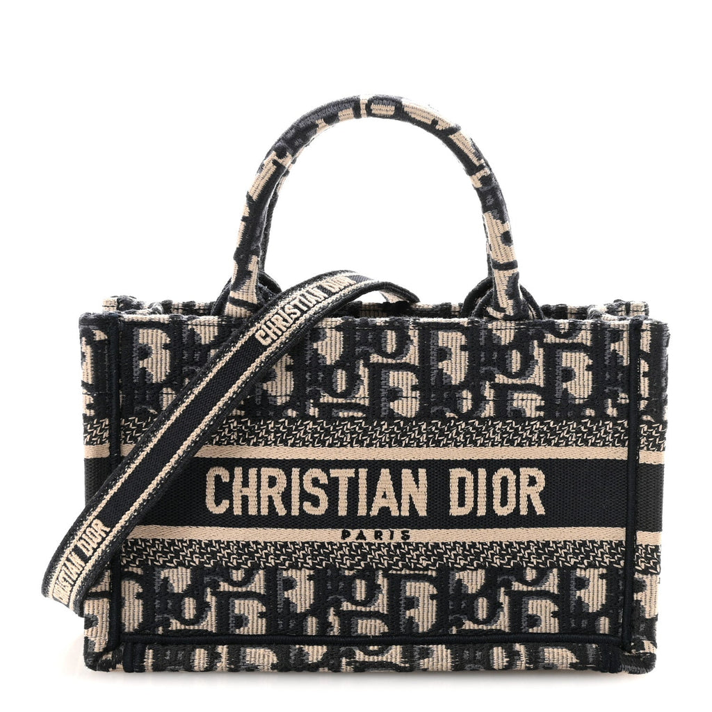 Christian Dior Oblique Mini Book Tote With Strap Blue Multicolor
