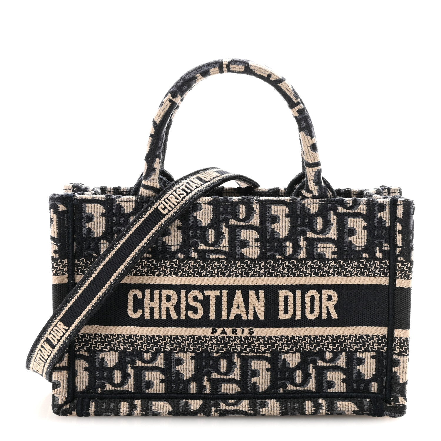 Christian Dior Oblique Mini Book Tote With Strap Blue Multicolor