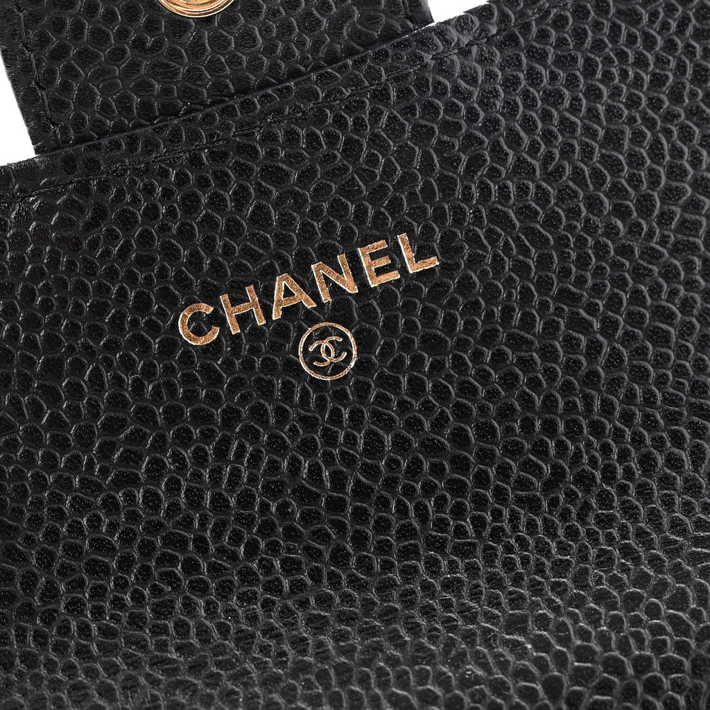 Caviar Quilted Flap Card Holder Black