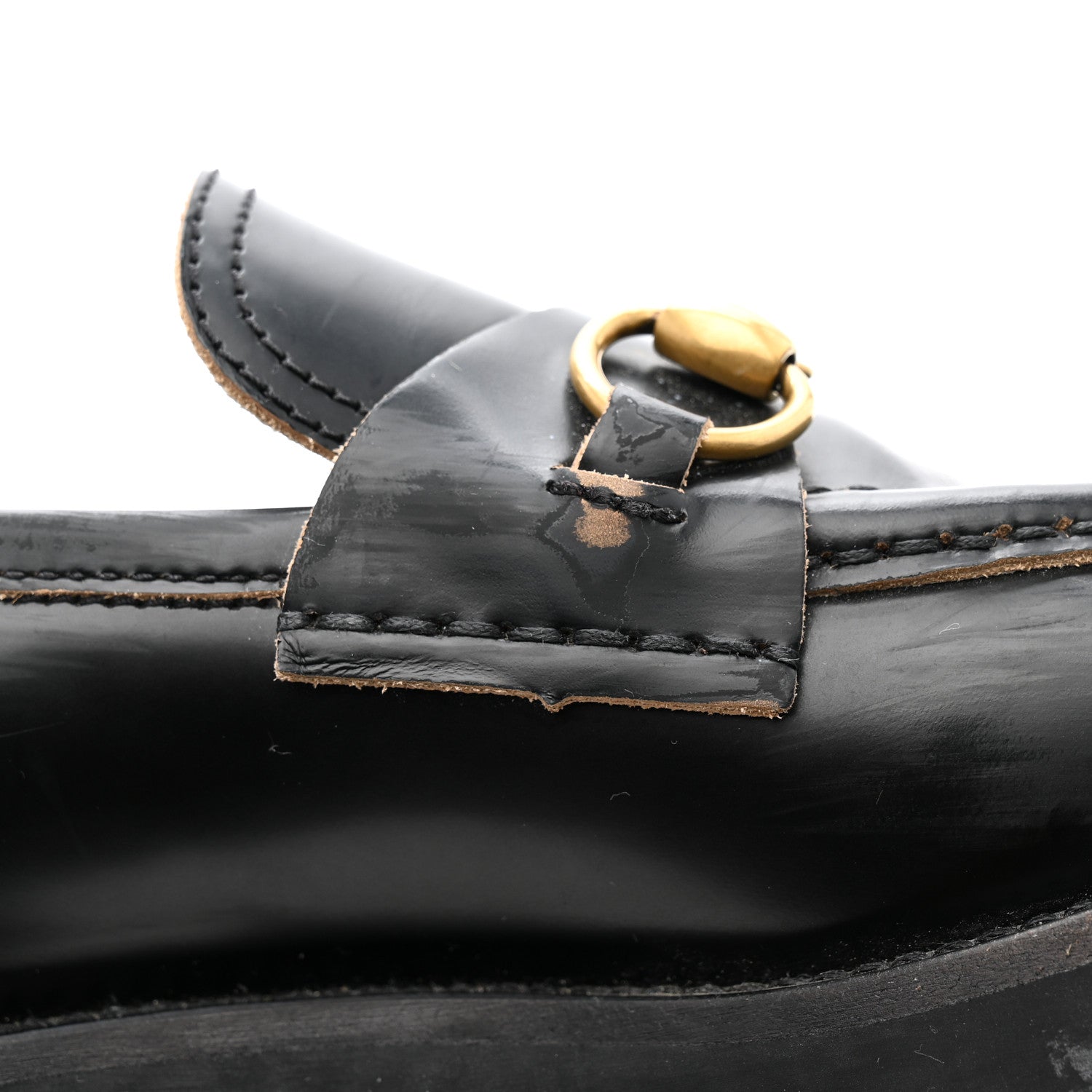 Gucci Cordovan Lux Womens Harald Horsebit 25mm Platform Loafers 38.5 Black