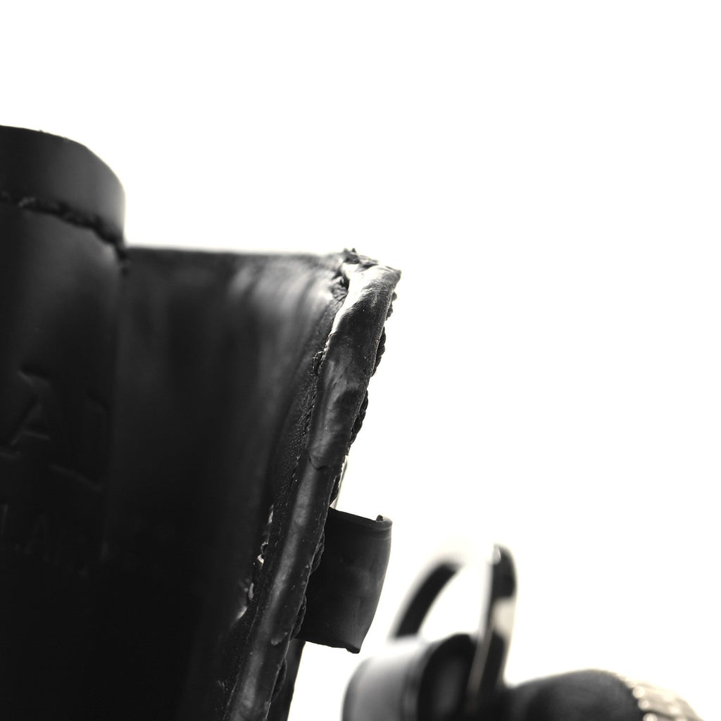 Prada Spazzolato Rois Re-Nylon Metal Triangle Logo Monolith Pouch Pocket 55mm Boots 38 Black
