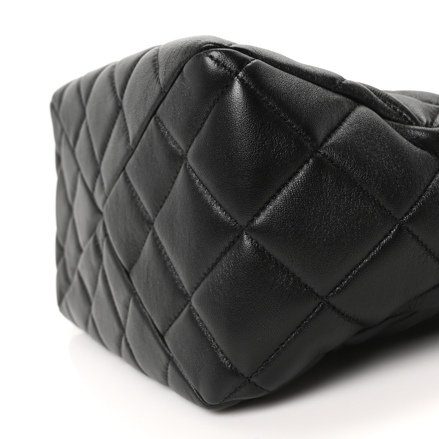 Chanel Lambskin Quilted Small Top Handle Shopping Bag Black