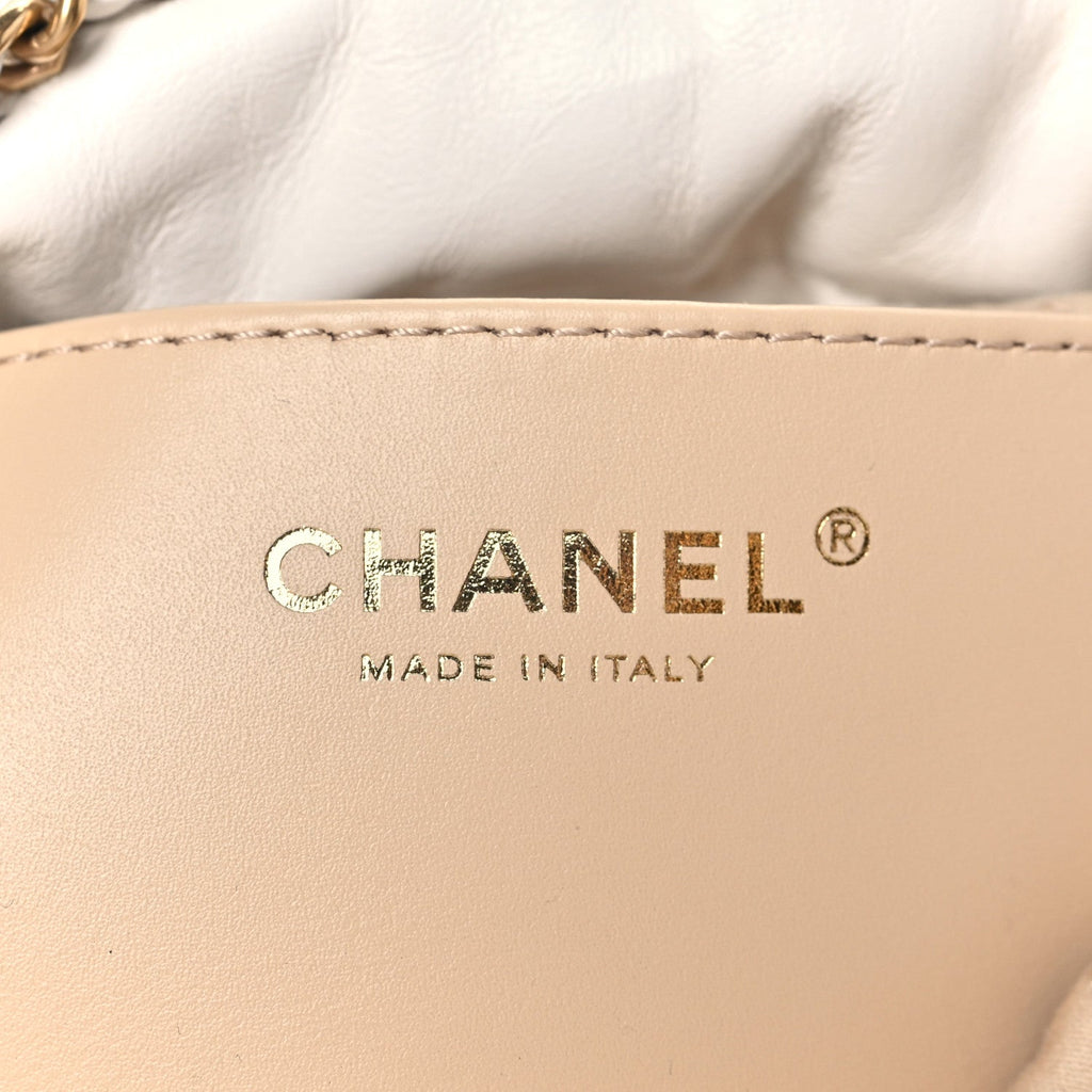 Chanel Shiny Calfskin Quilted Mini Chanel 22 White