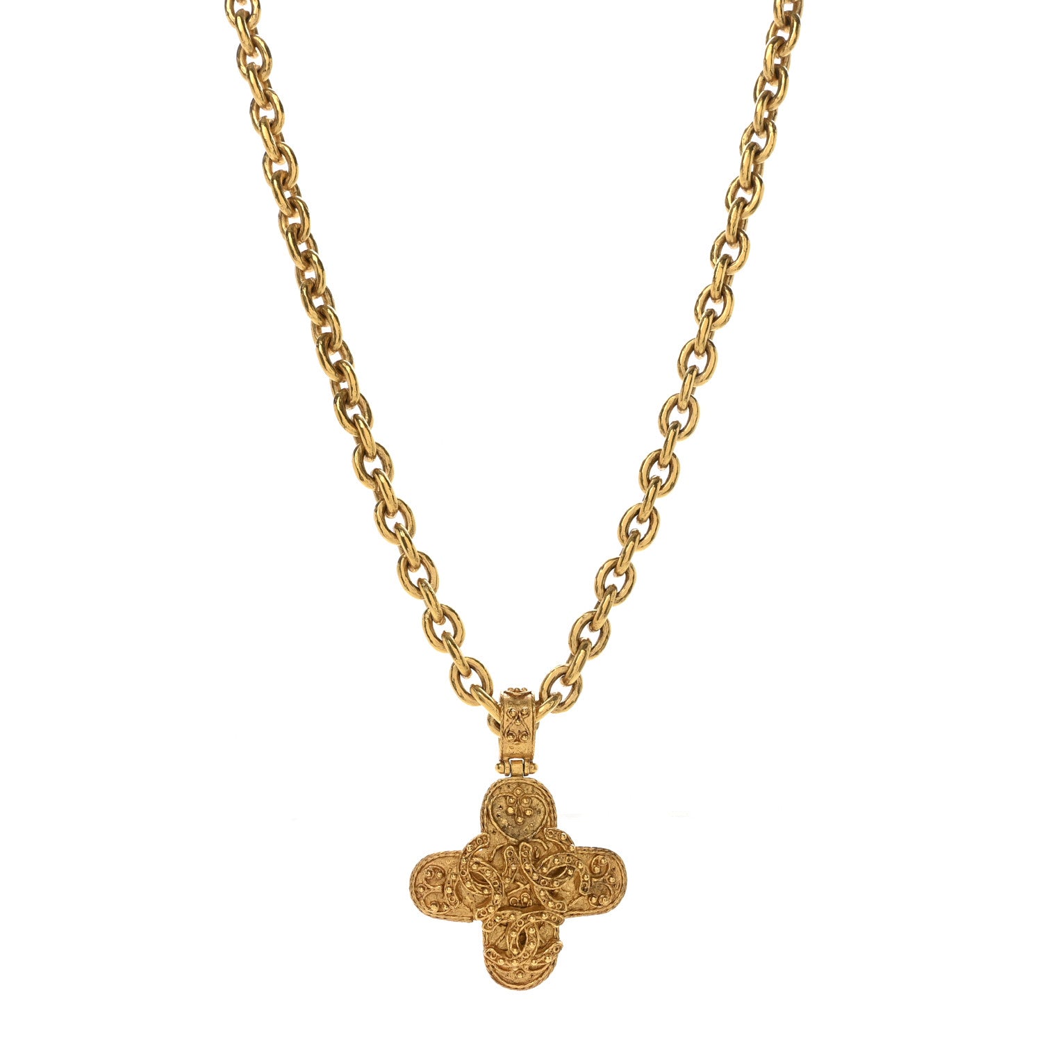 Metal CC Cross Long Pendant Necklace Gold