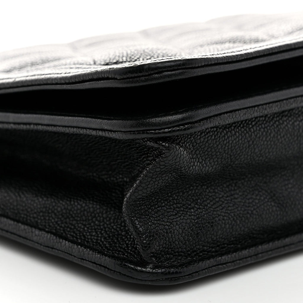 Chanel Caviar Quilted Boy Wallet On Chain WOC Black