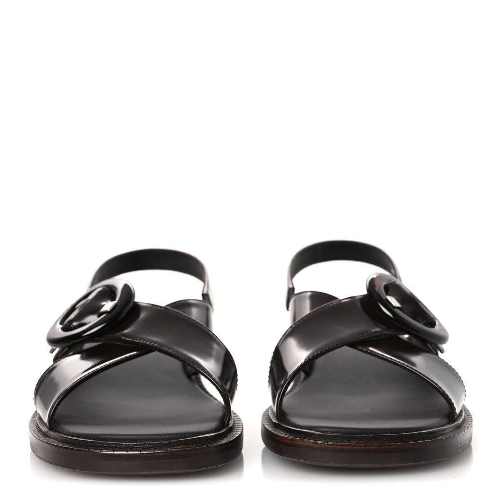Prada Spazzolato Fume Re-Edition 1996 Buckle Sandals 41 Bruciato