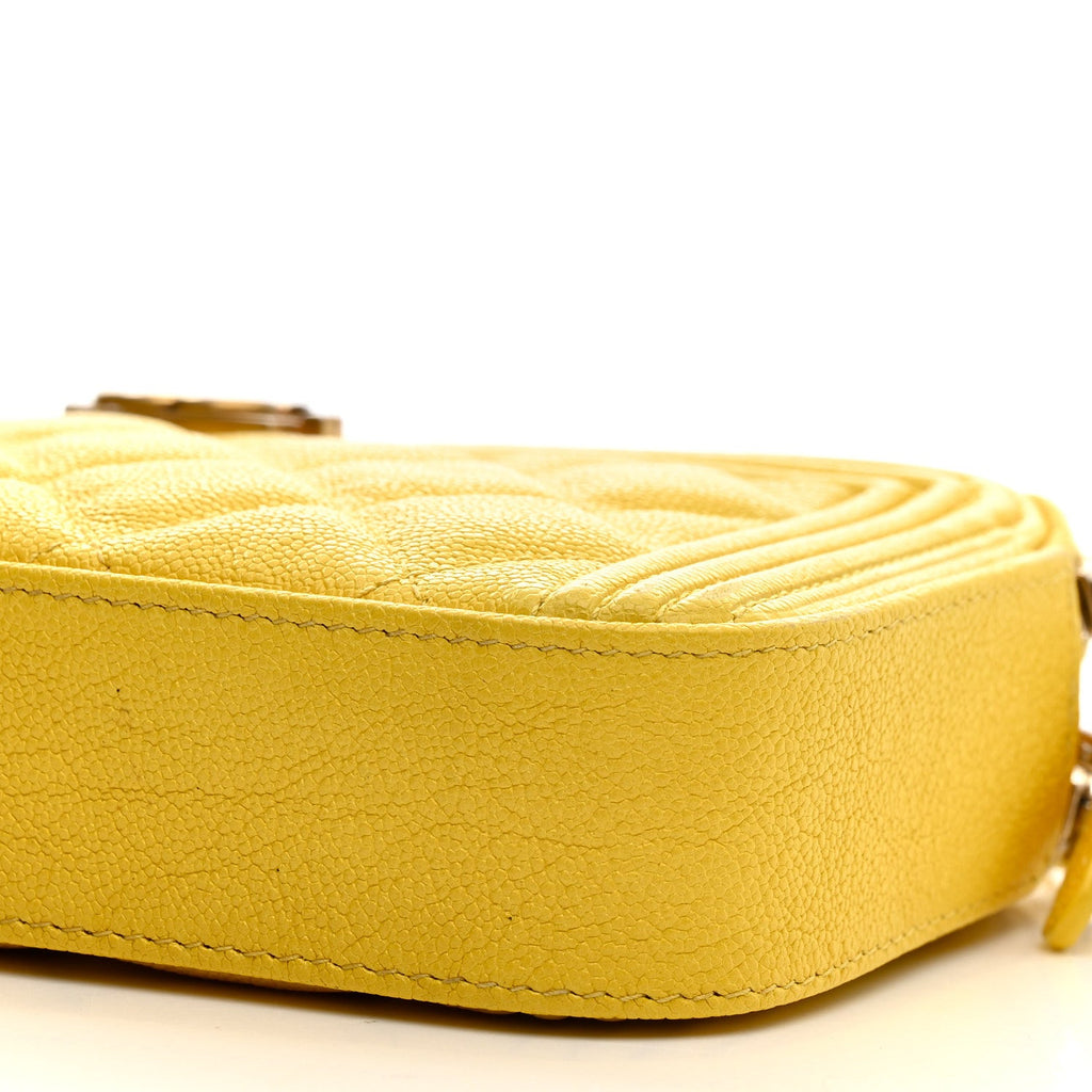 Chanel Caviar Quilted Small Boy Clutch With Chain Yellow