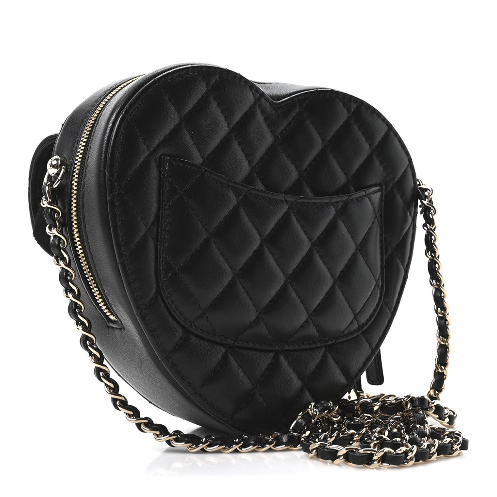 Chanel Lambskin Quilted CC In Love Heart Bag Black