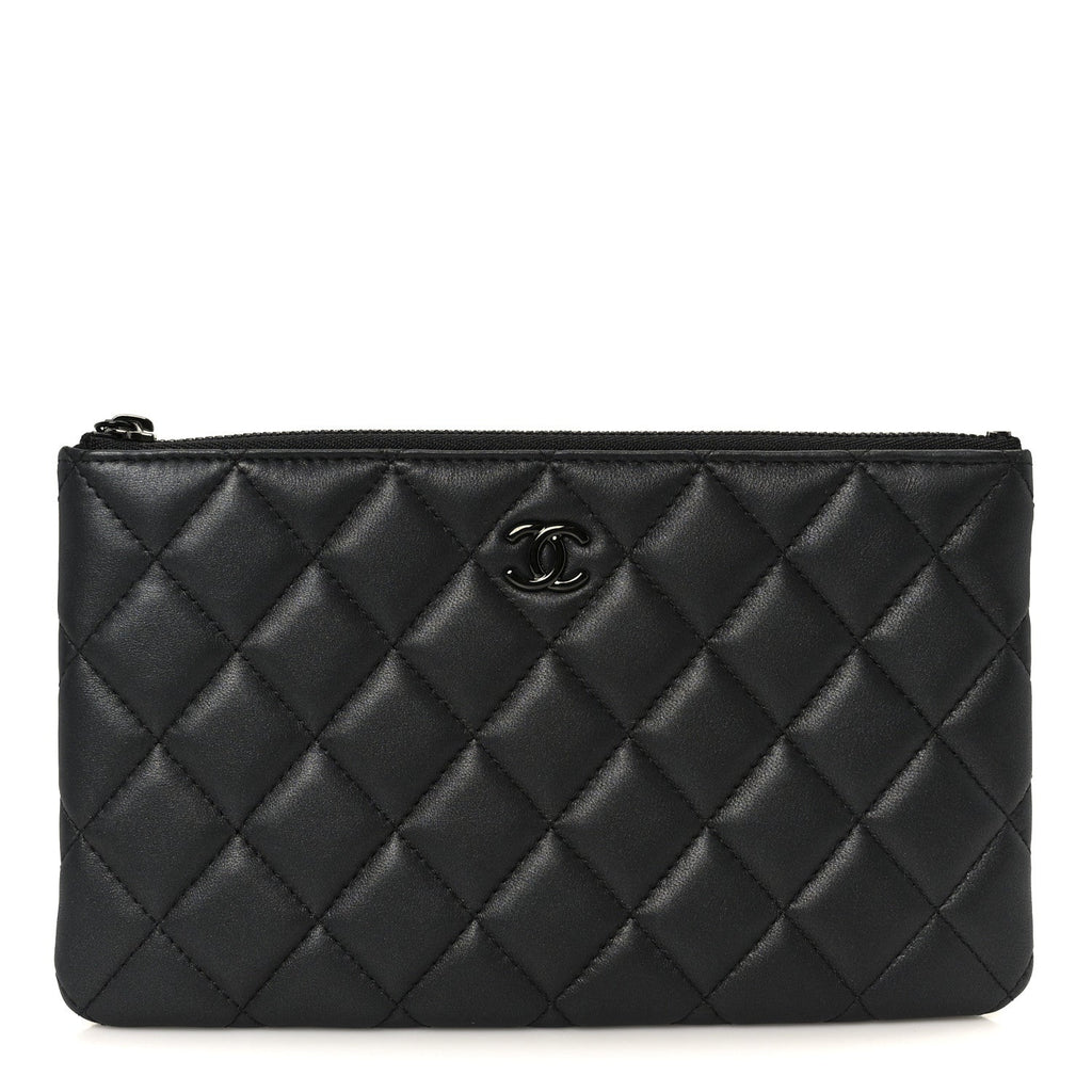 Pearly Lambskin Quilted Cosmetic Case So Black