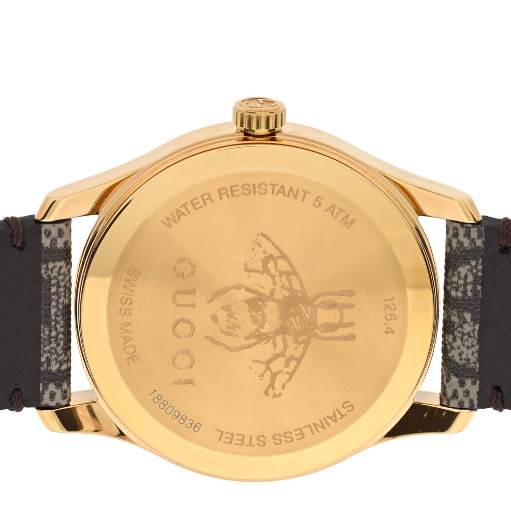 Gucci Stainless Steel Canvas 38mm G-Timeless GG Supreme Bee Quartz Watch Brown