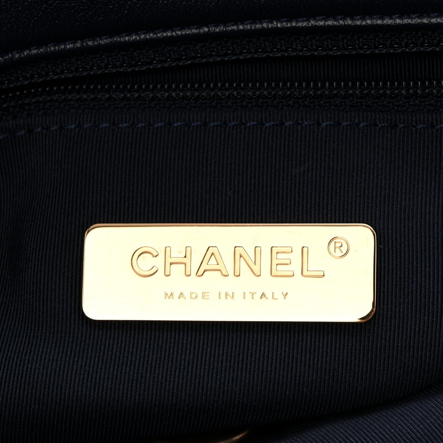 Chanel Goatskin Quilted Large Chanel 19 Flap Navy Blue