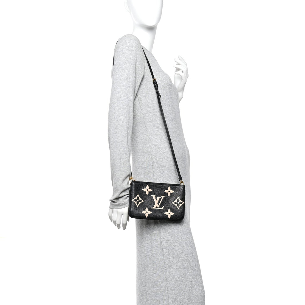 Louis Vuitton Empreinte Monogram Giant Double Zip Pochette Black Cream