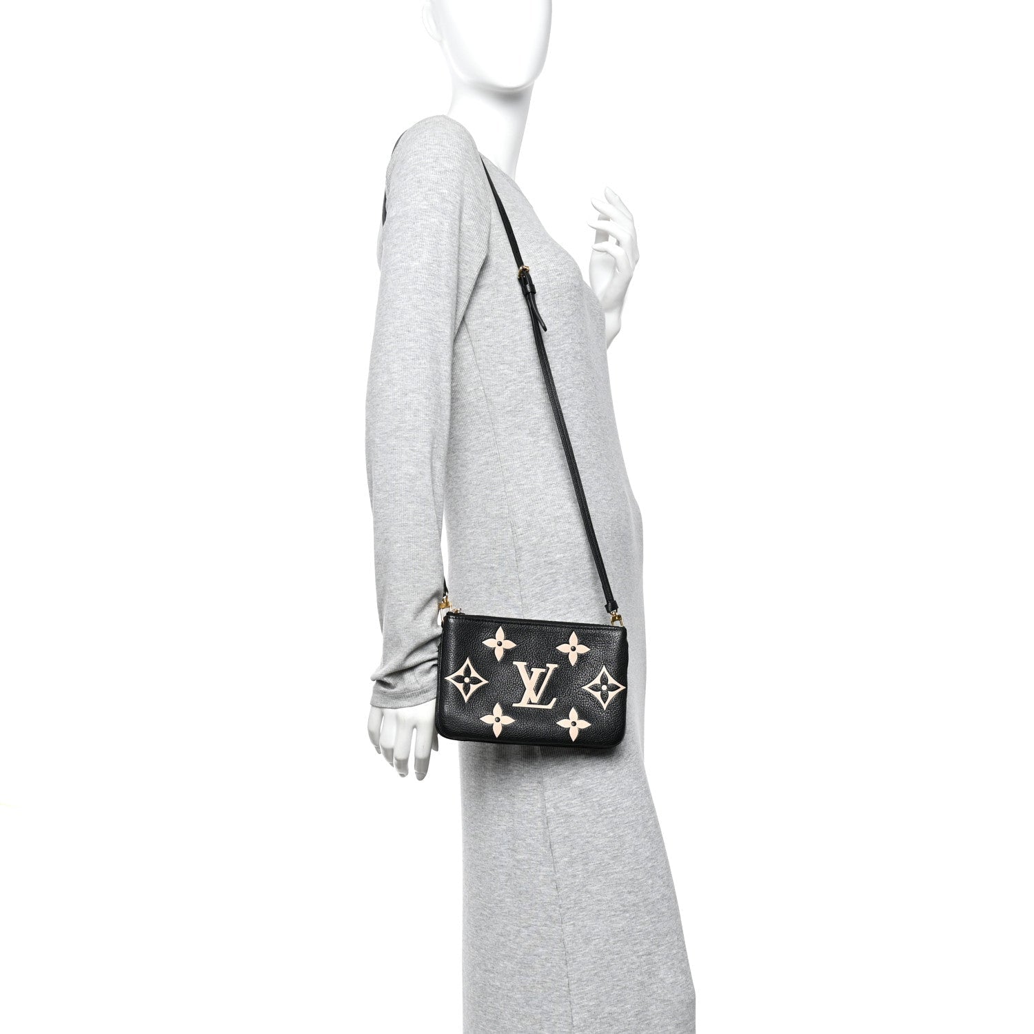 Louis Vuitton Empreinte Monogram Giant Double Zip Pochette Black Cream