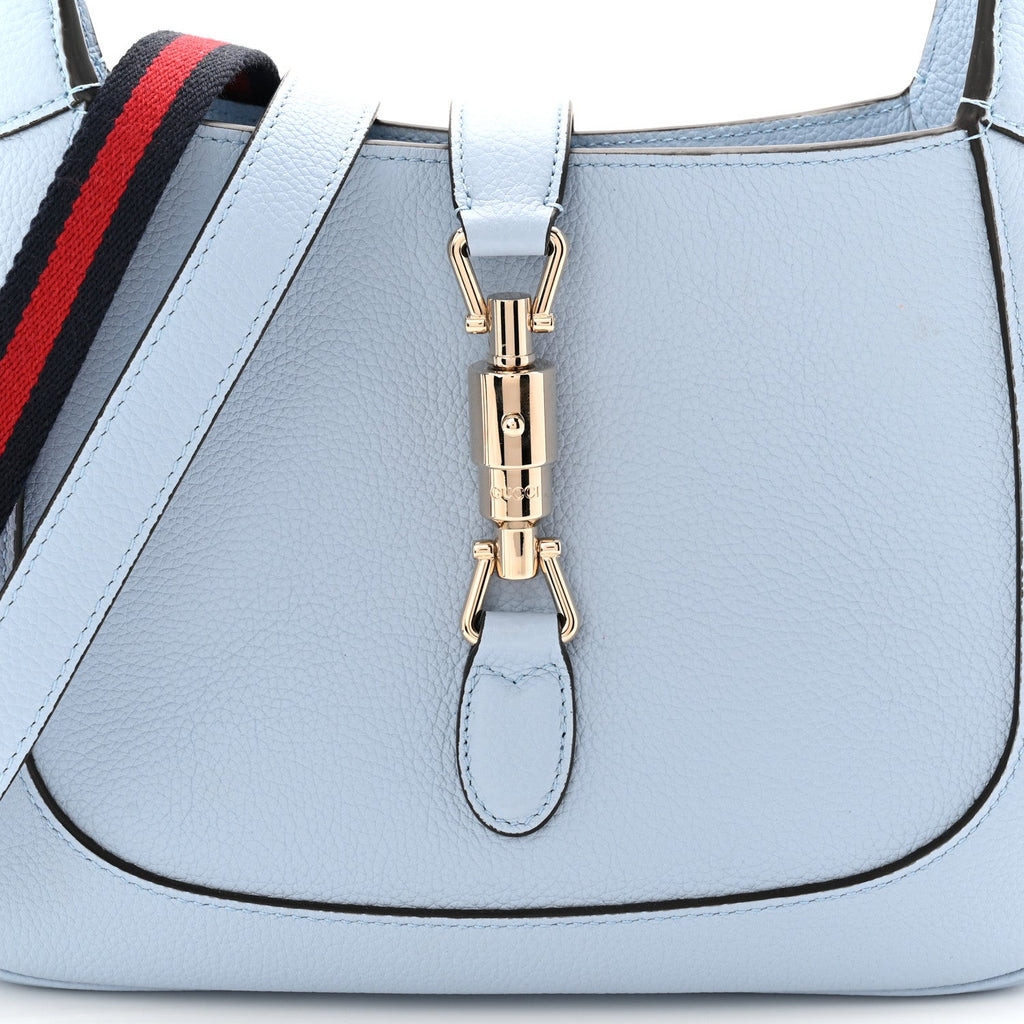 Gucci Grained Calfskin Web Medium Jackie 1961 Hobo Light Blue