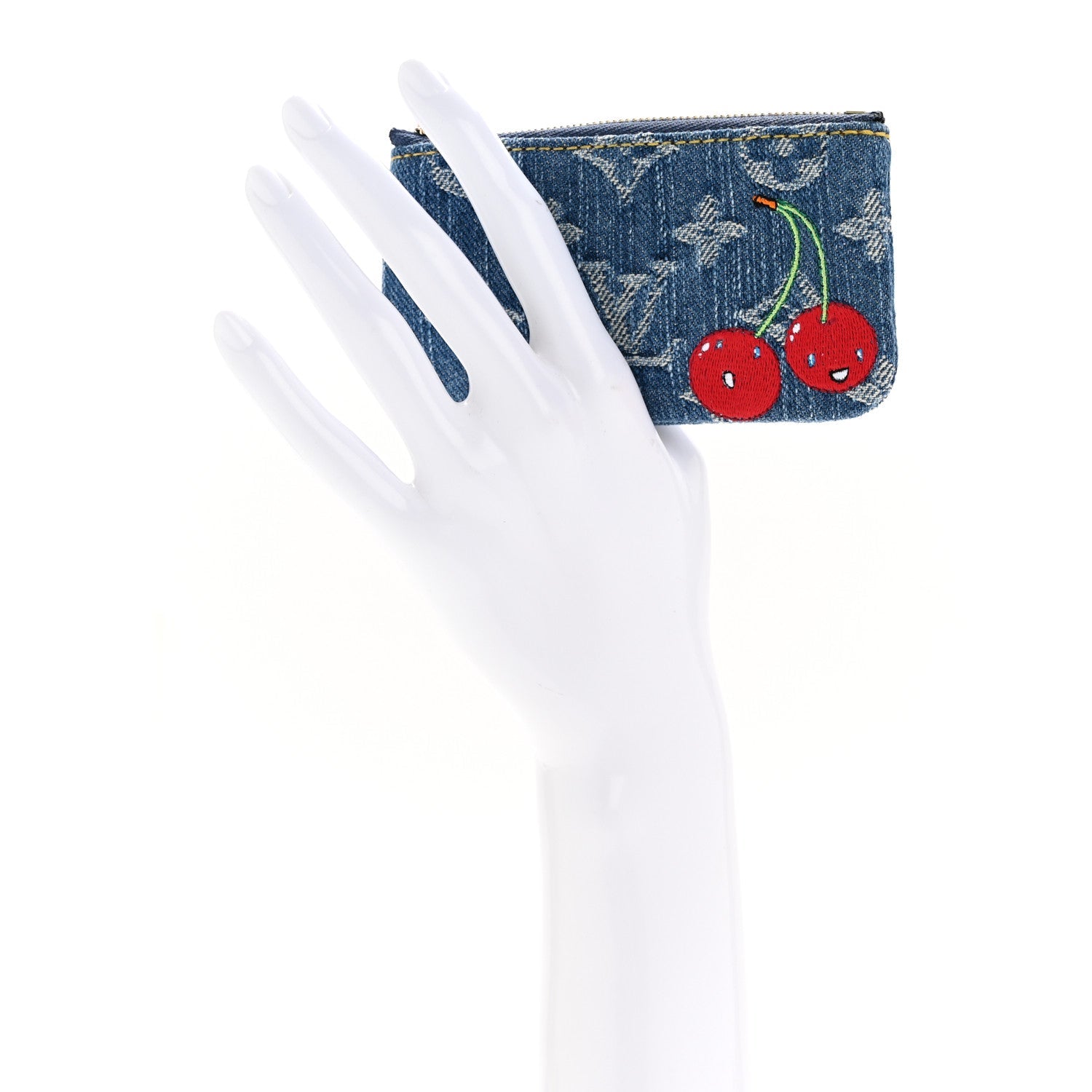 Louis Vuitton LV X TM Monogram Denim Cerises Key Pouch Blue
