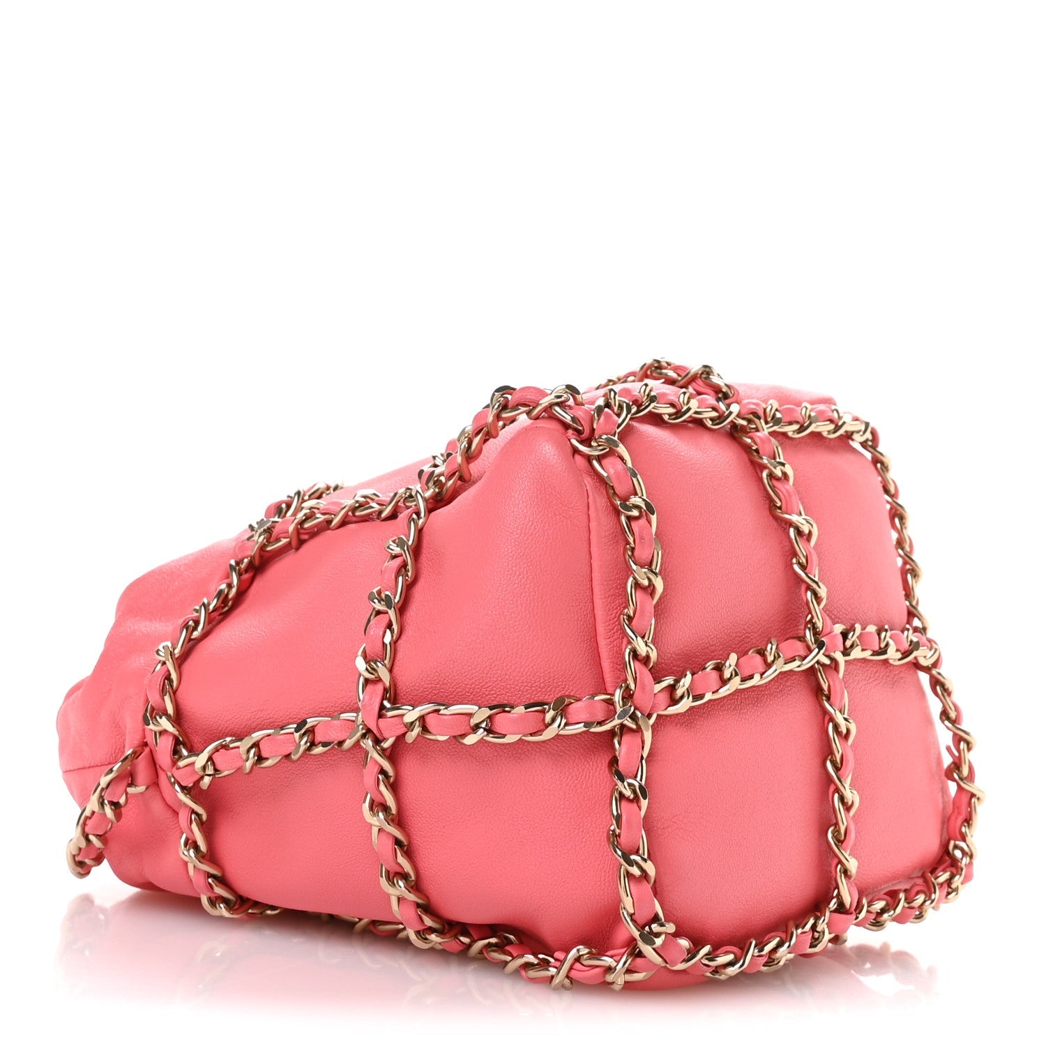 Chanel Lambskin Bucket Chain Drawstring Bag Pink