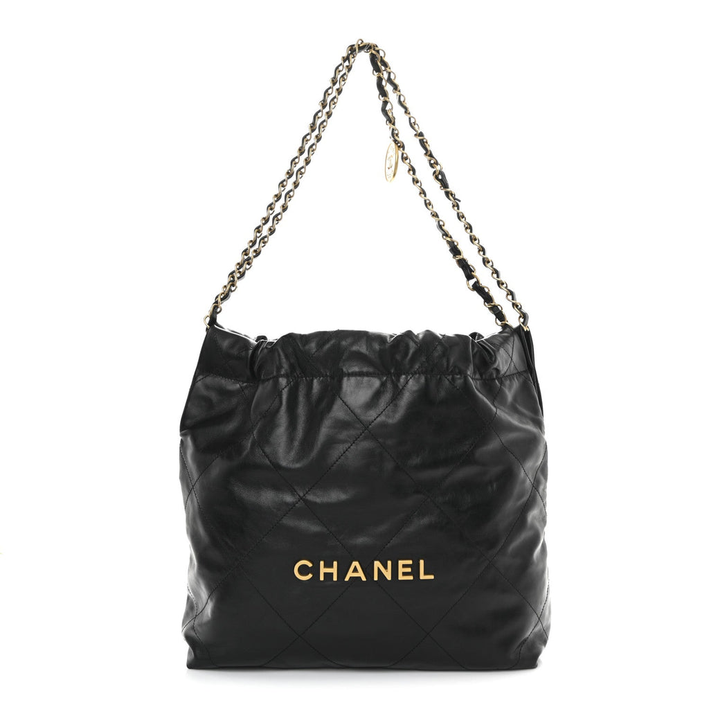 Chanel Shiny Calfskin Quilted Small Chanel 22 Black