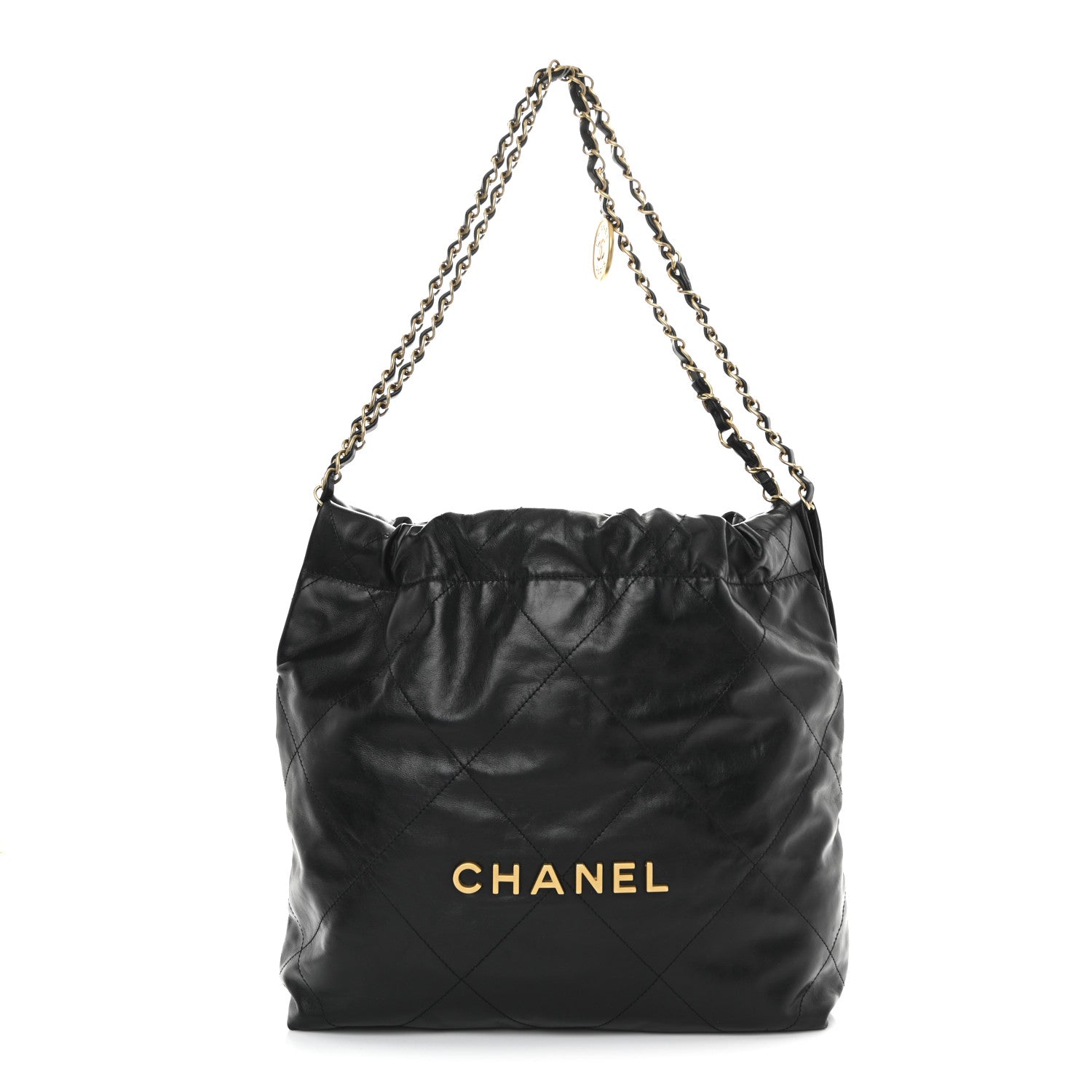 Chanel Shiny Calfskin Quilted Small Chanel 22 Black